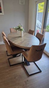 Ez Living Oval Rustic Oak Dining Table and Chairs