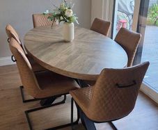 Ez Living Oval Rustic Oak Dining Table and Chairs