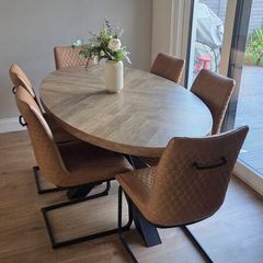 Ez Living Oval Rustic Oak Dining Table and Chairs