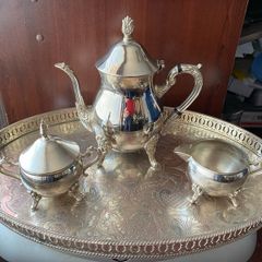 Teapot, Milk jug & Sugar bowl on tray