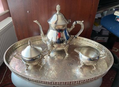 Teapot, Milk jug & Sugar bowl on tray