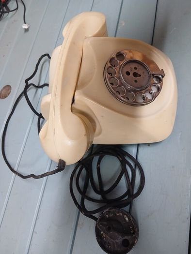 antique telephone.