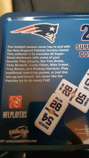 Collectors tin New England patriots super sized dominoes game