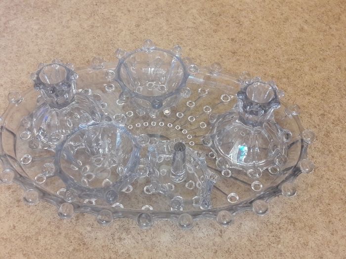vintage glass dressing table set