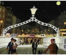 Original Art Ha'penny Bridge by Night Cupar Pilson
