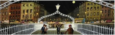 Original Art Ha'penny Bridge by Night Cupar Pilson