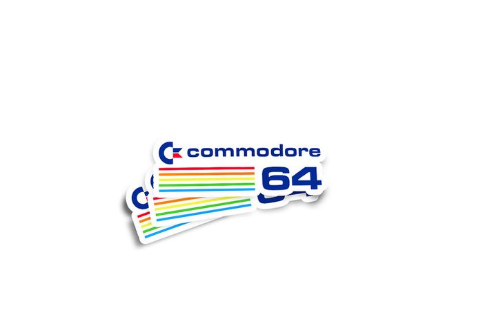 Commodore 64 Retro Logo Glossy Stickers 2-Pack