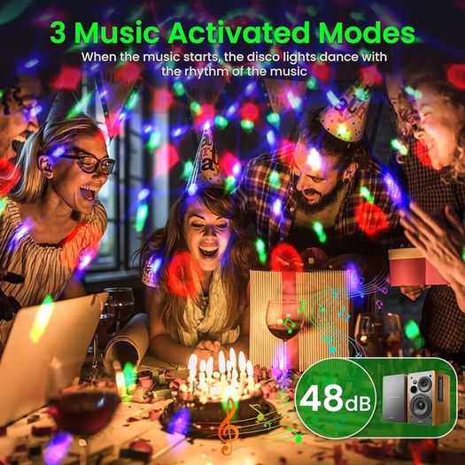 FREE EXPRESS SHIPPING Disco Ball 7 RGB Color with Remote, Disco Lights Sound Activated Party Lights, USB Powered Disco Ball Light for Parties, Birthday, Festival, Bar, Car, Wedding, Kids