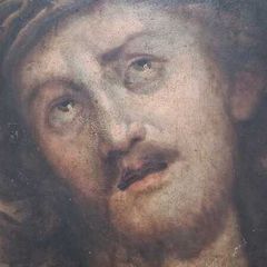 Italian school 18th century oil painting Christ with Crown of Thorns framed