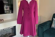Ladies Fuchsia-Pink, Bow-front Flared Coat from Savida. Size UK 10 / EU 38