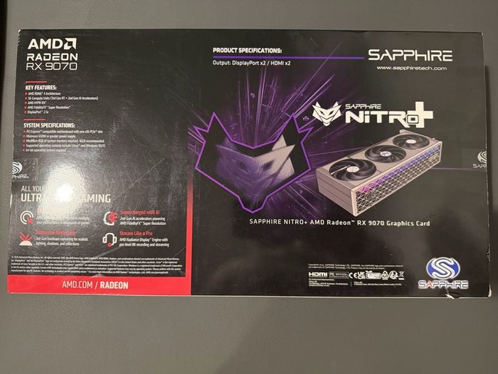 Sapphire Nitro+ AMD Radeon RX 9070 Gaming OC Video Card, 16GB, HDMI/Dual DP Brand New Sealed .