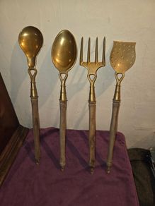 Mid Century French brass kitchen utensils