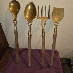 Mid Century French brass kitchen utensils