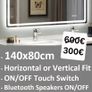 LED Bathroom Mirror 140x80cm Antifog Bluetooth Image 2