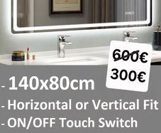 LED Bathroom Mirror 140x80cm Antifog Bluetooth Speakers