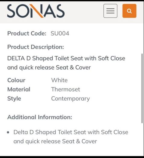 Sonas D-Shaped Soft Close Seat