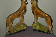 1930's pair of chalk Alsatians