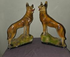 1930's pair of chalk Alsatians