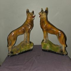 1930's pair of chalk Alsatians