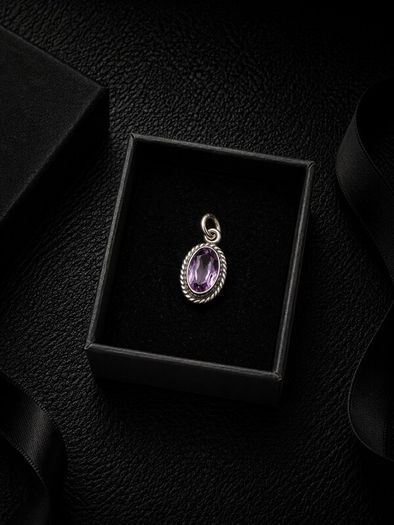 925 Vintage Sterling Silver Amethyst Pendant