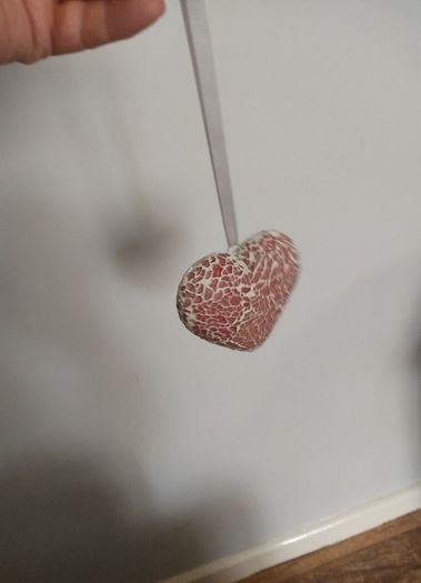 Decorative Heavy Solid  Glass and Ceramic Heart on a ribbon