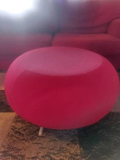 Red sofa and footstool