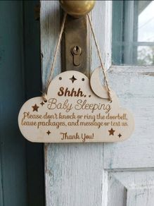 Baby Sleeping Wooden Door Sign