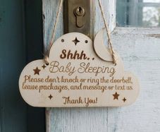 Baby Sleeping Wooden Door Sign