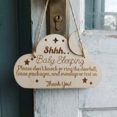 Baby Sleeping Wooden Door Sign