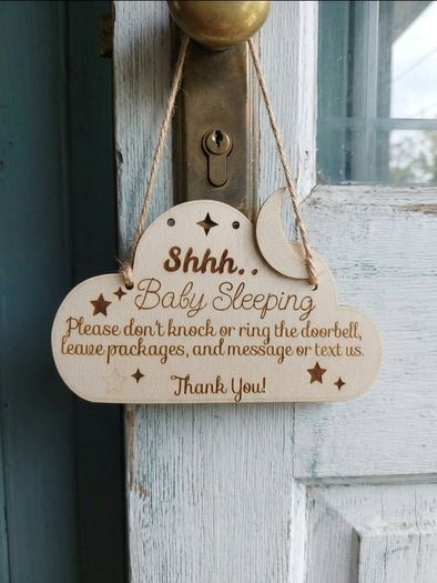 Baby Sleeping Wooden Door Sign