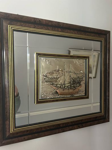 Decorative embossed metal wall plaques brass art from the 1970s 1990s
