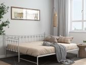 Pull-out Sofa Bed Frame White Metal 90x200 cm