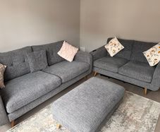 Charcoal 3 + 2 Seater Sofa Set + Footstool