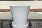 Pot with attached saucer