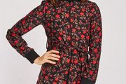 Rose Print Long Line Jacket