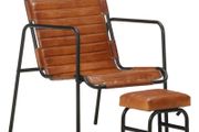 Relaxing Armchair with a Footrest Brown Real Leather