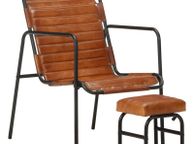 main image for ad Relaxing Armchair with a Footrest Brown Real Leather