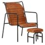 Relaxing Armchair with a Footrest Brown Real Leather Image 2