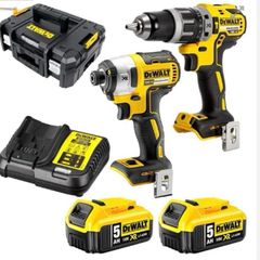 Combi Drill & Impact Driver - 18v B/less Twin Kit - DCK266P2T
