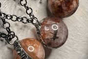Sorceress Large Fire Quartz Orb Crystal Amulet Talisman Belcher Chain Necklace Witch Everyday