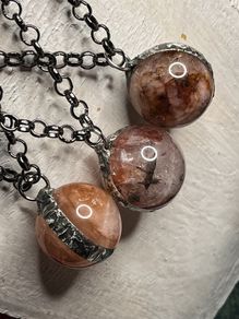 Sorceress Large Fire Quartz Orb Crystal Amulet Talisman Belcher Chain Necklace Witch Everyday