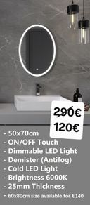 LED Bathroom Mirror 50x70cm