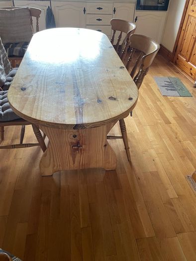 Solid Pine Farmhouse Dining Table Recently Sanded Great Condition
