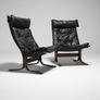 Pair of Black Leather Lounge Chairs, Siesta, by Ingmar Relling for Westnofa, Norway, 1960s. Image 6