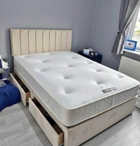 New Stylish Double 4ft, 4ft6, King 5ft And 6ft Superking Sizes Divan Beds Instock. Drawers And Optional Tufted Mattresses Available. Free Delivery
