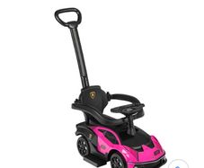 Kids Lamborghini Car 2-in-1 Push-Along Ride On (Pink)