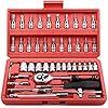 EGOFINE 46 Pieces 1/4" Drive Socket Set&Tool Sets, Ratchet Wrench Set with Bit Socket Set Metric and Extension Bar for DIY, Car Repair and Household with Storage Case