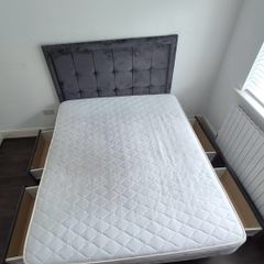 Queen size bed frame with storage and mattress