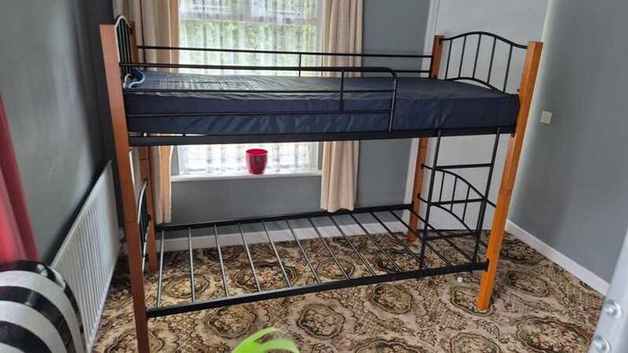 Metal & Wood Single Bunk Bed