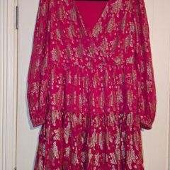 Stunning pink metallic v-front smock mini dress from Oasis